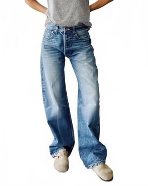 NEW HEY GANG wide slouch mid rise jeans in earle wash